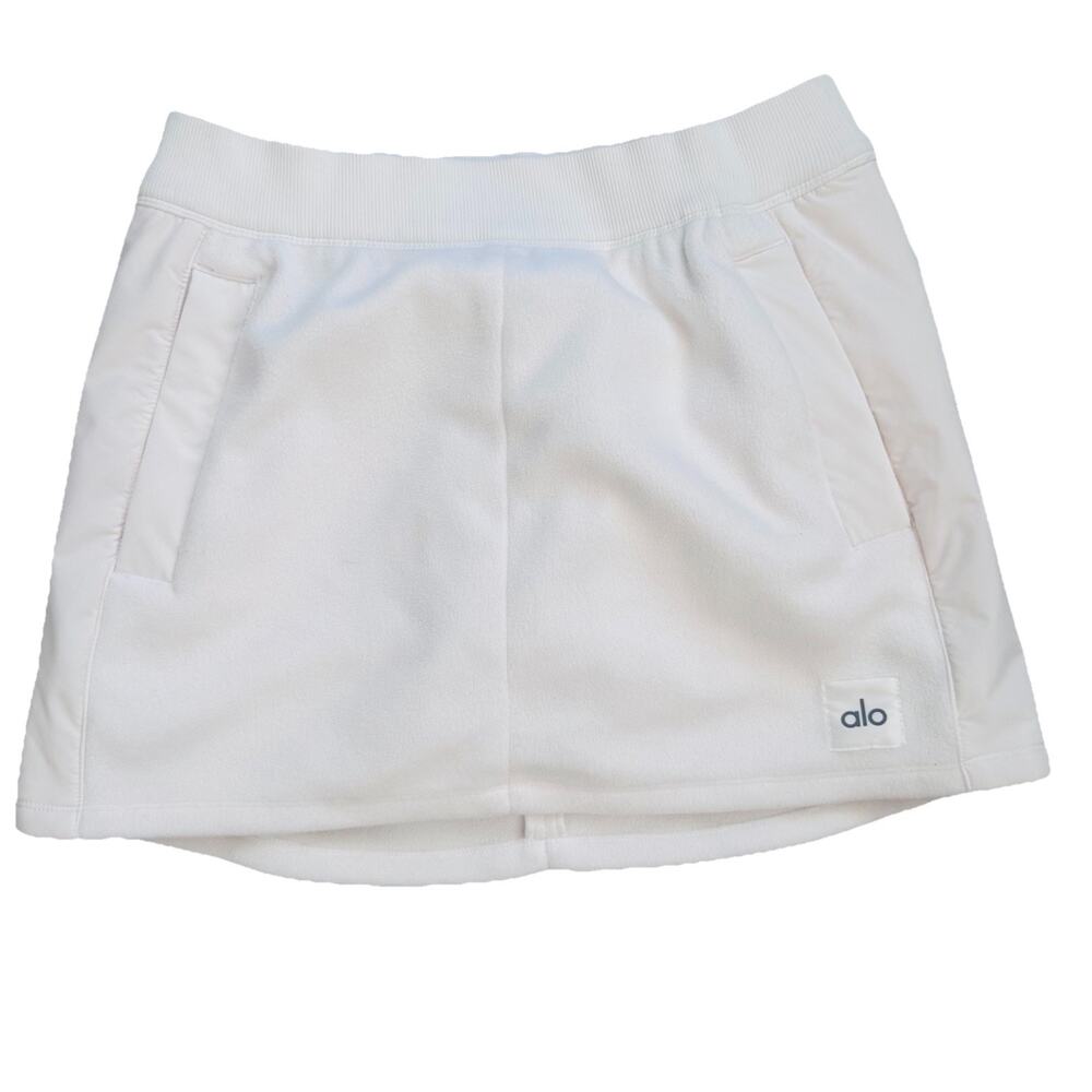 ALO Yoga Ivory Polar Fleece Skort Logo Womens M Athleisure
